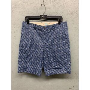 Tommy Bahama Men's Blue Pattern Shorts Size 33‎ Flat Front Cotton TENCEL Blend